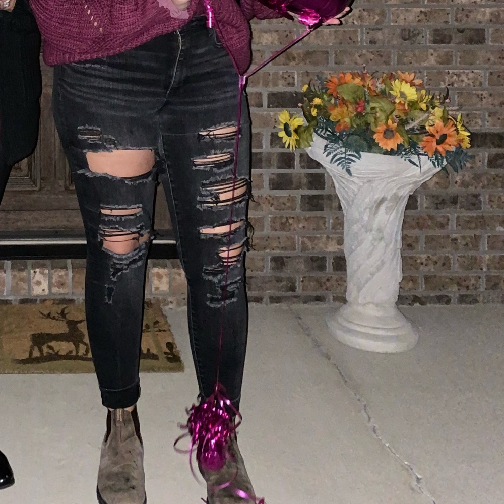 American Eagle Black Ripped Jeans